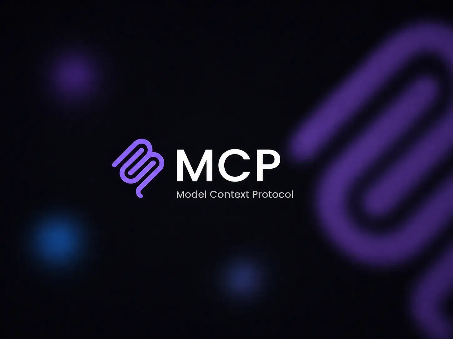 A clean technical blueprint showing an AI agent connected to external tools, data sources and workflows through a central MCP layer. The visual should feel like a modern protocol map, not a generic AI robot image. Use a light background, structured boxes, connector lines and a calm blue-purple accent system. The message should be clear: MCP is the shared connection layer for agentic software.