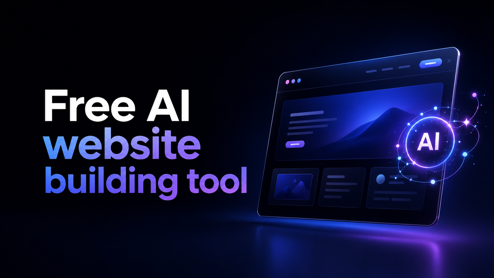 图片展示了一个带有“Free AI website building tool”文字的蓝色背景画面,画面右侧是一个带有“AI”标识的网页界面,界面中有文字、图片等内容。该图片位于文档开头部分,与文档标题“2026年免费AI建站工具排行榜:We0ai、Canva Code 2.0、Wix Harmony、Durable对比”相呼应,直观呈现了免费AI建站工具的主题,为后续对比介绍营造了科技感氛围。