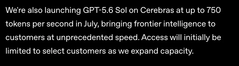 GPT-5.6 Sol en Cerebras: 750 tokens por segundo y la teoría del despliegue con múltiples obleas